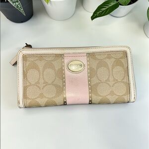 *project* COACH Pink Stripe Signature Continental Wallet